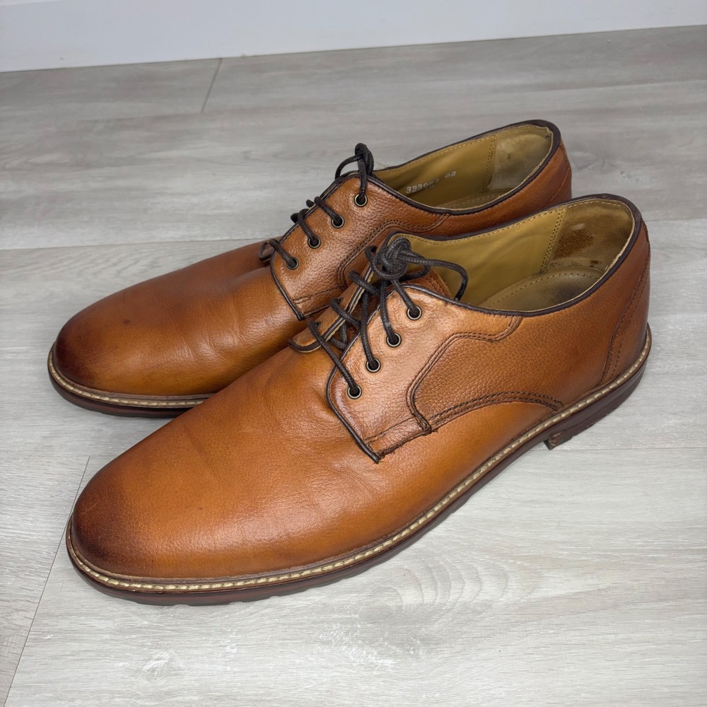 Florsheim Imperial Leather Shoes Mens 11 M Castellano Cognac Brown Pebbled Derby